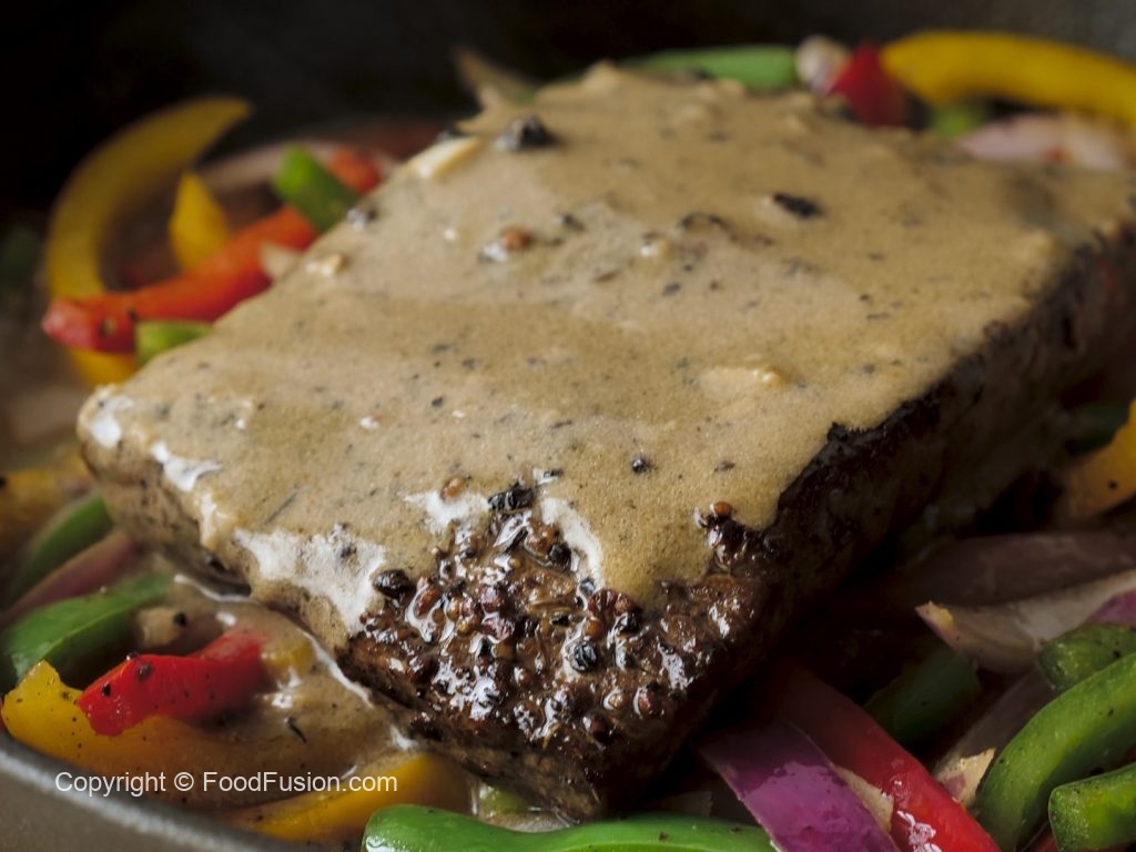 Beef steak with pepper sauce Food Fusion