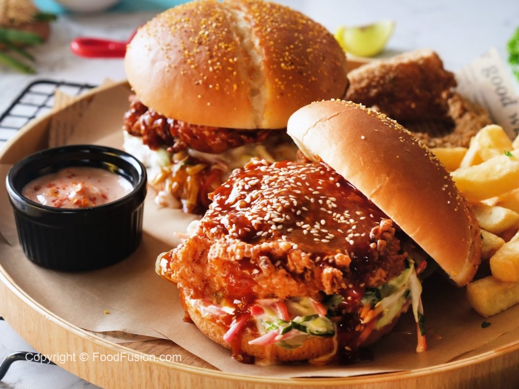 Korean Crispy Chicken Burger Food Fusion