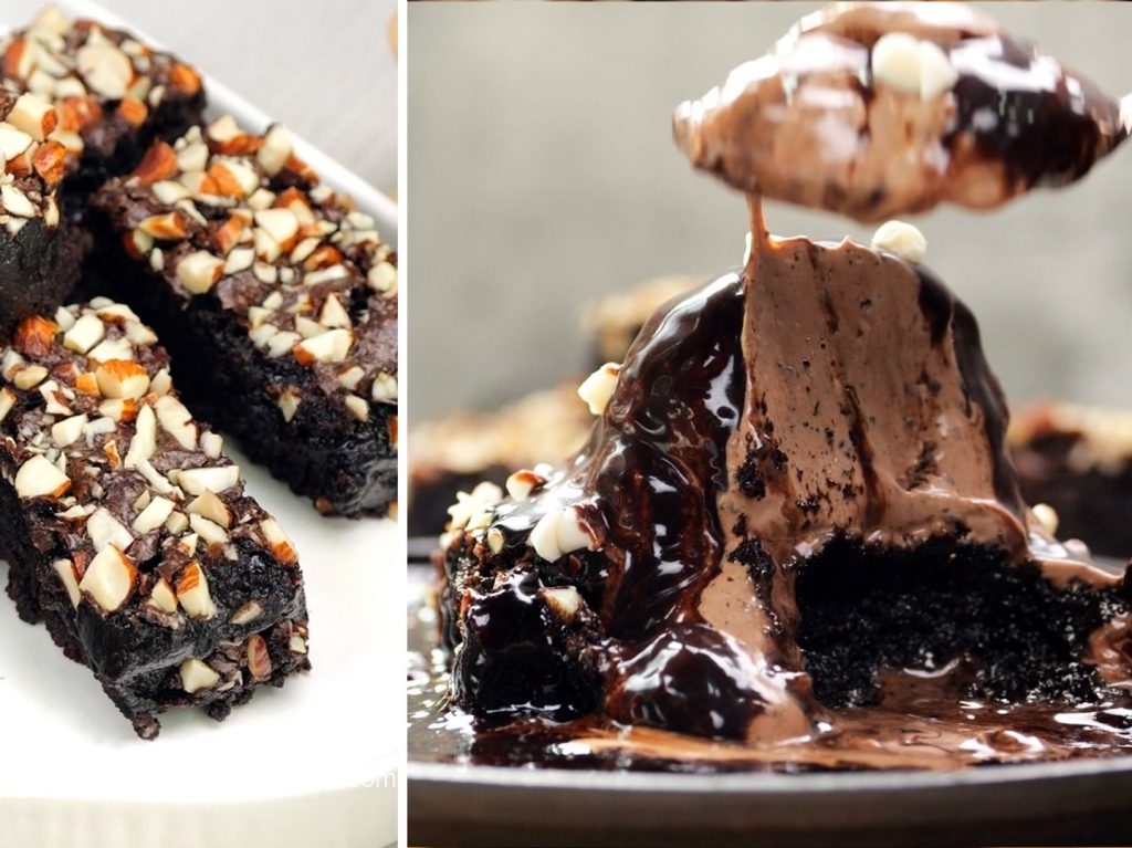 Fudgy Almond brownie sizzler with Belgian chocolate icecream Food Fusion